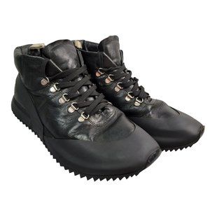 Officine Creative Black Leather Lace Up Tie Ankle Boots Mid Race Rare Sz 44.5